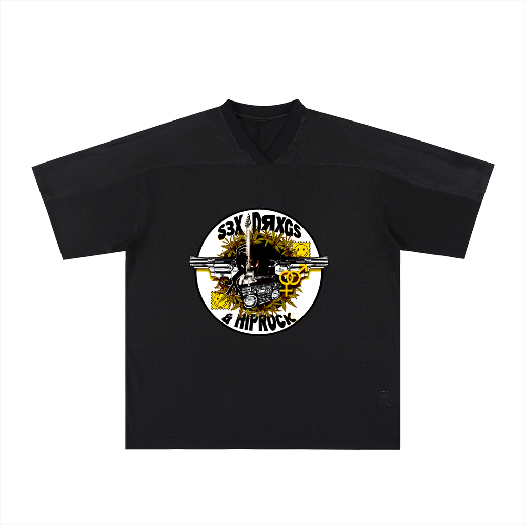 Oversized Mesh V-Neck Soccer Jersey